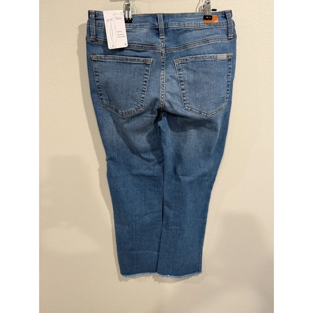 Seven7 The Soho Jeans Women's 6 Blue Denim Straight Stretch High-Rise Frayed Hem